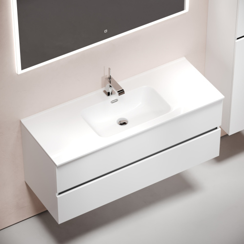 Тумба под раковину Sancos Urban UR120-1W 120х50 подвесная цвет белый - фото 4